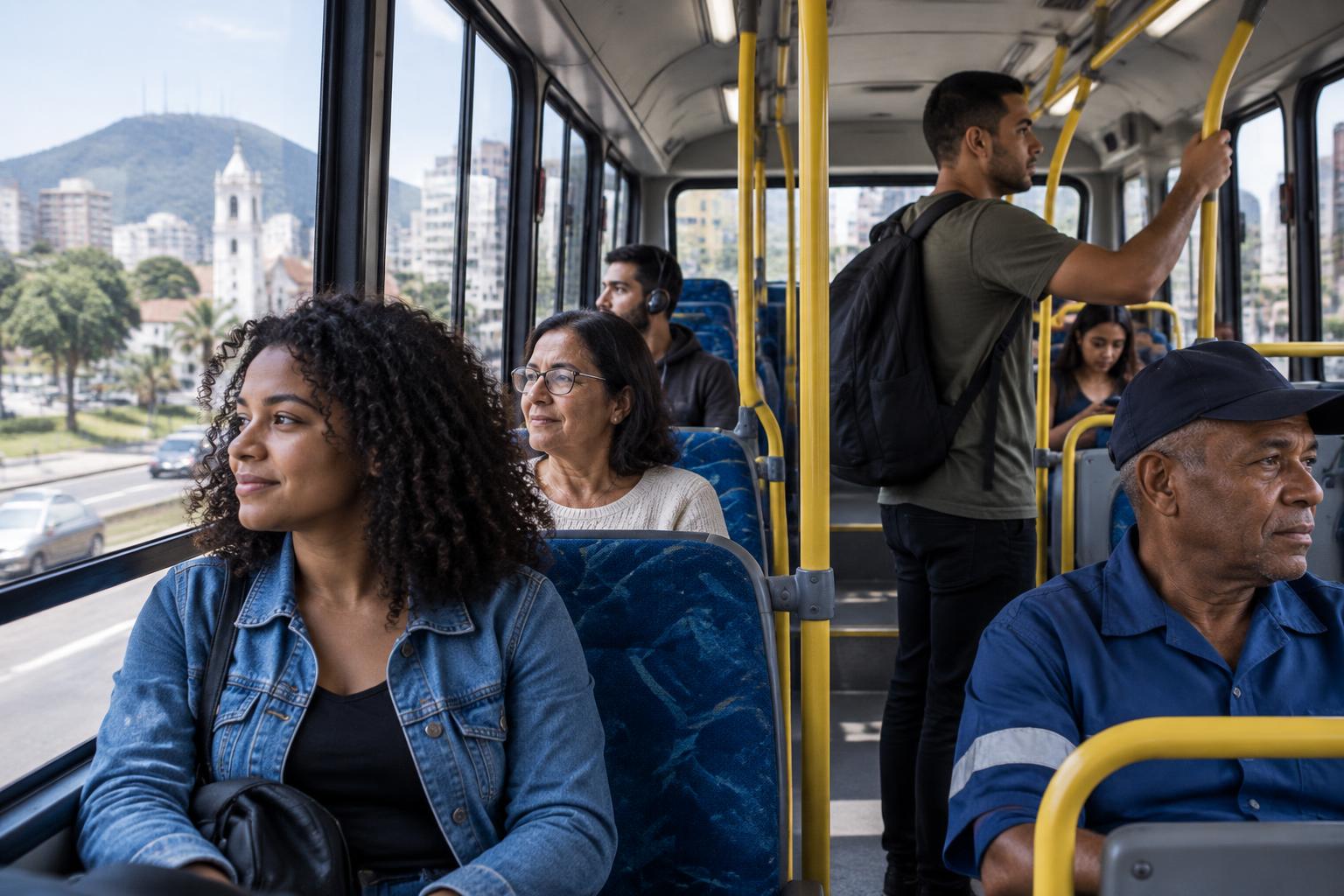 Passageiros no transporte coletivo